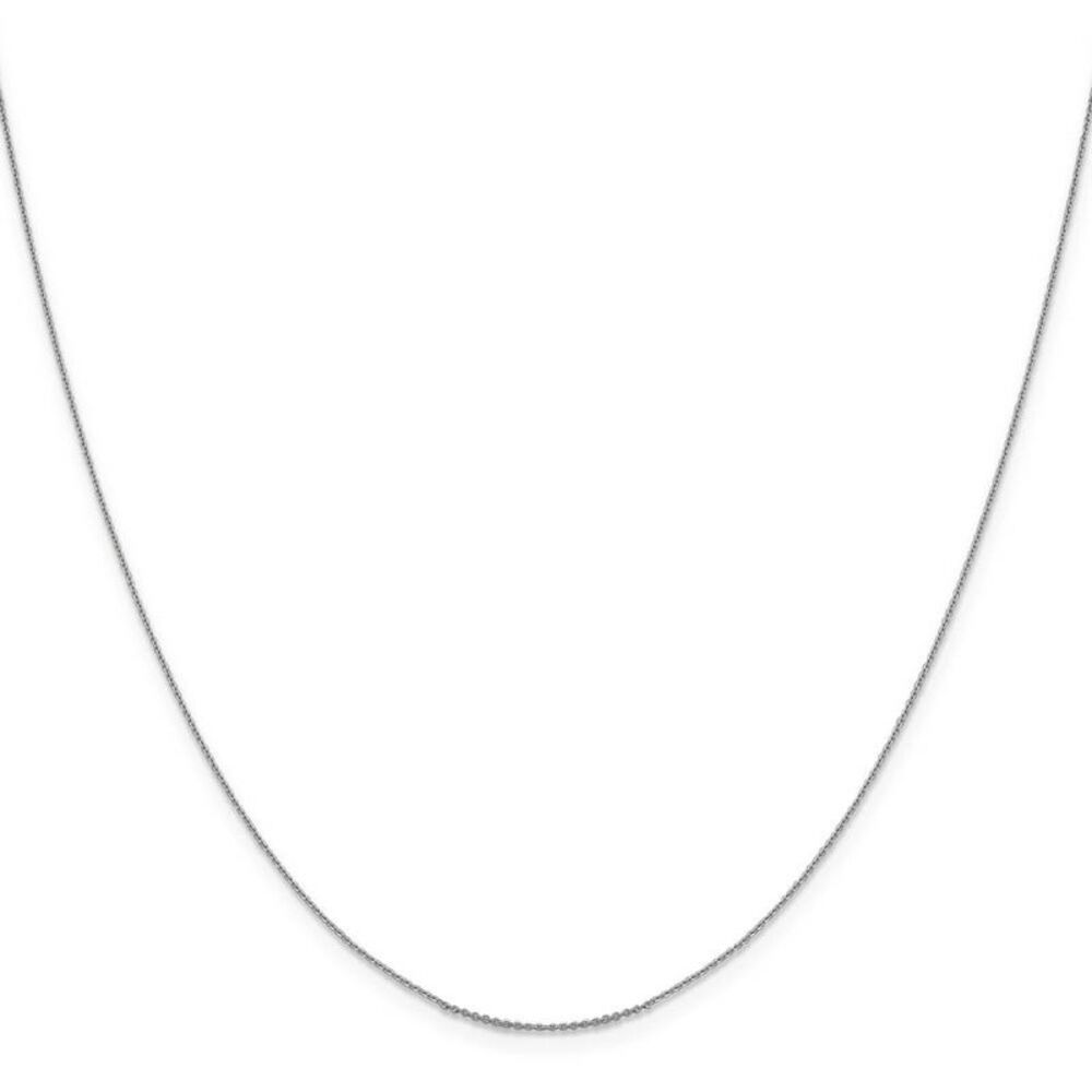 0.85mm 14k White Gold Diamond Cut Solid Cable Chain Necklace, 20 Inch